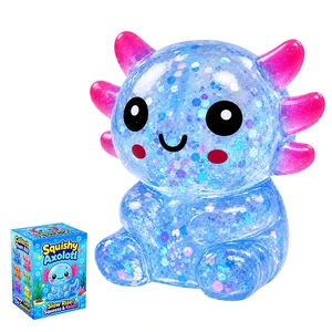 Squishy Glitter Stress Toy, Soft Squeeze Sensory Toy (Blue) | Axolotl Squishy Stress Ball Anxiety Calming Desk Toy Party Favor Handheld Fidget Squishy Glitter Stress Toy, Soft Squeeze Sensory Toy (Blue) | Axolotl Squishy Stress Ball Anxiety Calming Desk Toy Party Favor Handheld Fidget