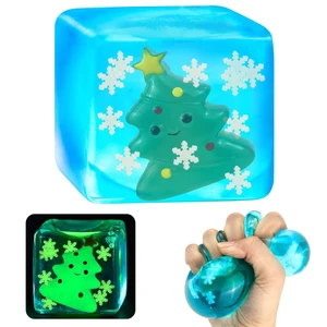 Blue Squeeze Cube with Luminous Hand Painted Christmas Tree InsideSquishy Stress Fidget Gummy Toys Glow in The Dark Maltose Sensory Toys for Kids Autism , Stress Balls for Anxiety Stress Relief Blue Squeeze Cube with Luminous Hand Painted Christmas Tree InsideSquishy Stress Fidget Gummy Toys Glow in The Dark Maltose Sensory Toys for Kids Autism , Stress Balls for Anxiety Stress Relief