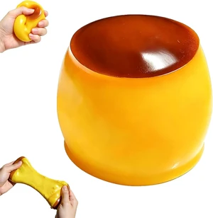 Pudding Squishy Stress Ball Food Toy, Caramel Pudding Stress Ball Squishy, Cute Realistic Food-Desk Stress Relief Pudding Squishy Stress Ball Food Toy, Caramel Pudding Stress Ball Squishy, Cute Realistic Food-Desk Stress Relief