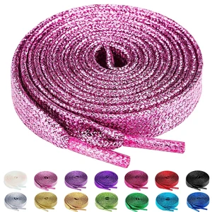 2 Pairs Flat Glitter Shiny Metallic Shoe Laces for Sneakers, 2/5" Wide Sequin Athletic Shoelaces Pink 47 inch(120cm) 2 Pairs Flat Glitter Shiny Metallic Shoe Laces for Sneakers, 2/5" Wide Sequin Athletic Shoelaces Pink 47 inch(120cm)