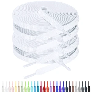 Flat Shoe Laces for Sneakers, 5/16" Wide Shoelaces for Sneakers | Refresh Worn Sneakers, Strong Braided Polyester, Double-layer weave, anti-fray, 2 Pairs, Multiple Lengths & Colors Available Flat Shoe Laces for Sneakers, 5/16" Wide Shoelaces for Sneakers | Refresh Worn Sneakers, Strong Braided Polyester, Double-layer weave, anti-fray, 2 Pairs, Multiple Lengths & Colors Available