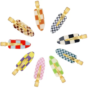 9PCS No Bend Checkerboard Creaseless Hair Clips for Makeup Women | No Crease Curl Pins, Acrylic Resin Cute Flat Clip, Colorful Bang Seamless Duckbill Hair Barrette for Hairstyle Accessories 9PCS No Bend Checkerboard Creaseless Hair Clips for Makeup Women | No Crease Curl Pins, Acrylic Resin Cute Flat Clip, Colorful Bang Seamless Duckbill Hair Barrette for Hairstyle Accessories
