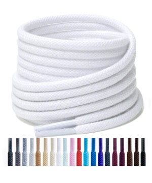 round cotton shoe laces for sneakers, 4 mm laces White 90 | 2 pairs anti-slip round laces for athletic shoes, boots round cotton shoe laces for sneakers, 4 mm laces White 90 | 2 pairs anti-slip round laces for athletic shoes, boots