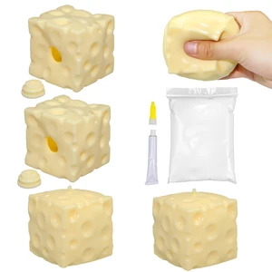 2Pcs Cheese Squishy Skin Stress Ball Making Kit - Easy Handmade Sensory Squishy Toys | Includes 2 Cheese-Shaped TPR Skins and 3.5 oz Filler; ASMR Craft Anxiety Relief Slow-Rising Cheese Squishies 2Pcs Cheese Squishy Skin Stress Ball Making Kit - Easy Handmade Sensory Squishy Toys | Includes 2 Cheese-Shaped TPR Skins and 3.5 oz Filler; ASMR Craft Anxiety Relief Slow-Rising Cheese Squishies