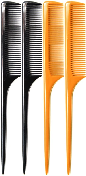 4 Pack Rat Tail Comb 9.25 Inch Fine Tooth Hair Comb for Parting, Sectioning, Teasing & Styling, Long Tail Handle, Heat Resistant Hairdresser Barber Salon Comb for Women Men, Black & Brown 4 Pack Rat Tail Comb 9.25 Inch Fine Tooth Hair Comb for Parting, Sectioning, Teasing & Styling, Long Tail Handle, Heat Resistant Hairdresser Barber Salon Comb for Women Men, Black & Brown