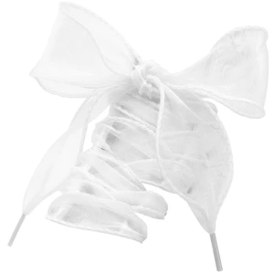 Flat Sheer Shoe Laces: 2 Pairs 63 Inch White Snow Yarn Shoelaces | 4CM/1.57'' Wide, Fishtail Rolled Design, Cute Organza Shoe Strings, for Wedding Sneakers Flat Sheer Shoe Laces: 2 Pairs 63 Inch White Snow Yarn Shoelaces | 4CM/1.57'' Wide, Fishtail Rolled Design, Cute Organza Shoe Strings, for Wedding Sneakers