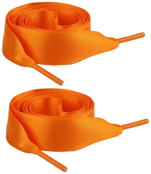 Wide Satin Ribbon Shoelaces, Orange, 3/4" Polyester | Flat Laces, Decorative Shoe Strings, Women's Footwear, Elegant and Smooth Finish Wide Satin Ribbon Shoelaces, Orange, 3/4" Polyester | Flat Laces, Decorative Shoe Strings, Women's Footwear, Elegant and Smooth Finish