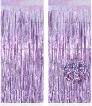 2 Pack Fringe Curtains Backdrops, Foil Fringe Curtains, Door Streamers for Birthday Wedding Bridal Shower Holiday Graduation Party Decorations, Photo Booth Backdrops, Glitter Light Purple 2 Pack Fringe Curtains Backdrops, Foil Fringe Curtains, Door Streamers for Birthday Wedding Bridal Shower Holiday Graduation Party Decorations, Photo Booth Backdrops, Glitter Light Purple