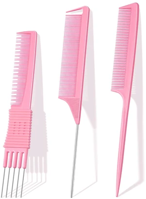 Hair Combs Set for Women and Men Hair Stylies, Detangle, Smooth | Carbon Fine Tooth Rat Tail, Parting, and Lift Teasing Combs, Salon & Home Use, 3pcs Durable Travel Set, for All Hair Types Hair Combs Set for Women and Men Hair Stylies, Detangle, Smooth | Carbon Fine Tooth Rat Tail, Parting, and Lift Teasing Combs, Salon & Home Use, 3pcs Durable Travel Set, for All Hair Types