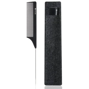 Carbon Hair Rat Tail Combs - Parting & Detangling Combs for Women | Parting rat tail combs For Long,Short,Curly,for Hair Parting,Braiding,Teasing,Detangling,Fine Tooth with metal pick,Black Carbon Hair Rat Tail Combs - Parting & Detangling Combs for Women | Parting rat tail combs For Long,Short,Curly,for Hair Parting,Braiding,Teasing,Detangling,Fine Tooth with metal pick,Black