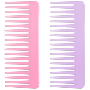Tooth and Large Detangling Comb Set for Long, Curly, Wet Hair - No Handle Styling, Shampoo & Detangling Combs (2 Pieces - Pink, Purple) Tooth and Large Detangling Comb Set for Long, Curly, Wet Hair - No Handle Styling, Shampoo & Detangling Combs (2 Pieces - Pink, Purple)
