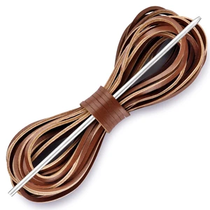 Leather Shoe Lacing Kit, 72" Leather Shoelaces for Boot Boat Shoes | Light Brown, 1 Needle & 2 Strips (1 Pairs), Width 3.2mm x Thickness 3.0mm x Length 72", Genuine Cowhide Leather for Footwear Leather Shoe Lacing Kit, 72" Leather Shoelaces for Boot Boat Shoes | Light Brown, 1 Needle & 2 Strips (1 Pairs), Width 3.2mm x Thickness 3.0mm x Length 72", Genuine Cowhide Leather for Footwear