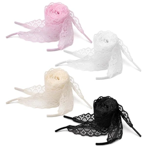 4 Pairs Lace Shoelaces Flat Ribbon Shoe Laces 3cm Wide Fancy Lace Shoe Laces for Sneakers Decorative and Comfortable Women Girls 4 Pairs Lace Shoelaces Flat Ribbon Shoe Laces 3cm Wide Fancy Lace Shoe Laces for Sneakers Decorative and Comfortable Women Girls