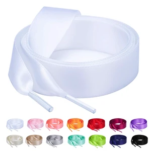Flat Colorful Satin Ribbon Shoelaces 3/4" Wide Shoe Laces for Women Girls, White 47inch (120) cm Flat Colorful Satin Ribbon Shoelaces 3/4" Wide Shoe Laces for Women Girls, White 47inch (120) cm