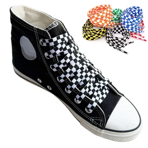 Flat Checkered Shoe Laces, Plaid Sneaker Shoelaces 47 Inch Black | Two-color Polyster Checker Shoelacess, Colorful Checkerboard Prints, Colored Fashion Sneaker Laces, For Sport & Casual Shoes Flat Checkered Shoe Laces, Plaid Sneaker Shoelaces 47 Inch Black | Two-color Polyster Checker Shoelacess, Colorful Checkerboard Prints, Colored Fashion Sneaker Laces, For Sport & Casual Shoes