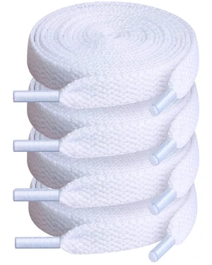 Shoe Laces for Sneakers, 4 Pairs Flat Shoelaces, 51 Inch White | Refresh Worn Sneakers, Strong Braided Polyester, 4 Pairs Value Pack, Multiple Lengths & Colors Available Shoe Laces for Sneakers, 4 Pairs Flat Shoelaces, 51 Inch White | Refresh Worn Sneakers, Strong Braided Polyester, 4 Pairs Value Pack, Multiple Lengths & Colors Available