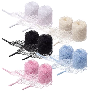 5 Pairs Fancy Lace Shoelaces Soft Flat Hollow Ribbon Lace Shoe Laces for Women (Black White Beige Pink Blue) 5 Pairs Fancy Lace Shoelaces Soft Flat Hollow Ribbon Lace Shoe Laces for Women (Black White Beige Pink Blue)