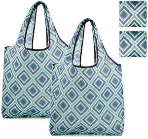 Foldable Reusable Shopping Grocery Bags, Lightweight, Washable, Cute Packable Polyester Tote Bag (2, Diamond Grid) Foldable Reusable Shopping Grocery Bags, Lightweight, Washable, Cute Packable Polyester Tote Bag (2, Diamond Grid)