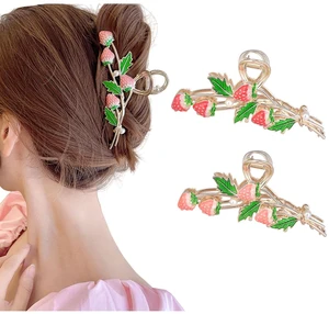 Hair Clip 2Pcs Cute Strawberry Metal Hair Claw Strong Non Slip Hold Hair Jaw Pink Acetate Hair Clips Accessories for Women and Teens Fashion Hair Supplies Hair Clip 2Pcs Cute Strawberry Metal Hair Claw Strong Non Slip Hold Hair Jaw Pink Acetate Hair Clips Accessories for Women and Teens Fashion Hair Supplies