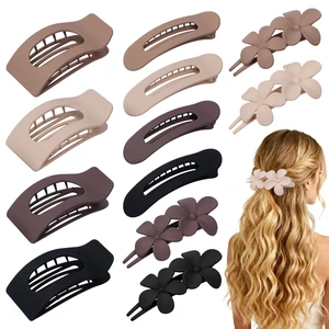 Flat Hair Clips for Women Matte Neutral Square Claw Clips, Flat Barrettes & Flower Pins in Black, Blonde,Light Brown & Dark Brown, Soft Touch Hair Accessories for Thick & Thin Hair Flat Hair Clips for Women Matte Neutral Square Claw Clips, Flat Barrettes & Flower Pins in Black, Blonde,Light Brown & Dark Brown, Soft Touch Hair Accessories for Thick & Thin Hair