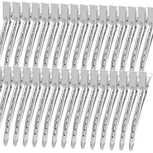 Duck Billed Clips, 30pcs 3.5 Inch Metal Alligator Curl Hair Clips with Holes for Styling, Coloring, Thick Hair Rollers, Salon Use, Silver Duck Billed Clips, 30pcs 3.5 Inch Metal Alligator Curl Hair Clips with Holes for Styling, Coloring, Thick Hair Rollers, Salon Use, Silver