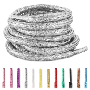 4MM Round Glitter Shoe Laces for Sneakers Boots, Silver, 47" | 5/32" Colorful Sparkly Metallic Sparkle Shiny Shoelaces Replacement Strings for Women Girls 4MM Round Glitter Shoe Laces for Sneakers Boots, Silver, 47" | 5/32" Colorful Sparkly Metallic Sparkle Shiny Shoelaces Replacement Strings for Women Girls