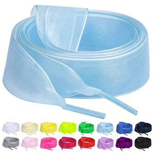 2 Pairs 3/4" Wide Ribbon Shoe Laces for Women, Baby Blue, 47in | Sheer snow yarn shoelaces, 16 colors, 5 sizes, fits for sneakers, athletic/canvas/casual shoes and high tops 2 Pairs 3/4" Wide Ribbon Shoe Laces for Women, Baby Blue, 47in | Sheer snow yarn shoelaces, 16 colors, 5 sizes, fits for sneakers, athletic/canvas/casual shoes and high tops