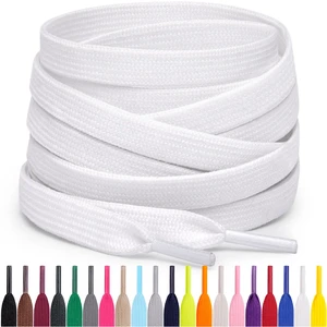 Flat Shoe Laces for Sneakers, Multiple Lengths and Colors Available - White, 54 (137 CM) Flat Shoe Laces for Sneakers, Multiple Lengths and Colors Available - White, 54 (137 CM)