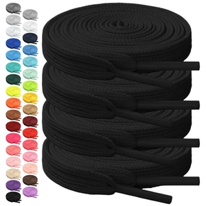 Polyester Flat Shoe Laces, Stay Tied Durable Shoelaces for Sneakers | 2 pairs, 5/16in wide; Double-layer weave, anti-fray, stretch-proof; No-slip knots; Sports, hiking, work, casual; Unisex. Polyester Flat Shoe Laces, Stay Tied Durable Shoelaces for Sneakers | 2 pairs, 5/16in wide; Double-layer weave, anti-fray, stretch-proof; No-slip knots; Sports, hiking, work, casual; Unisex.