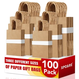 Brown Paper Bags with Handles, 100PCS 3 Different Sizes of Gift Bags | Small Medium Paper Bags with Handles Bulk Treat Bags Kraft Paper Gift Bag for Retail Party Shopping Party Favor Brown Paper Bags with Handles, 100PCS 3 Different Sizes of Gift Bags | Small Medium Paper Bags with Handles Bulk Treat Bags Kraft Paper Gift Bag for Retail Party Shopping Party Favor