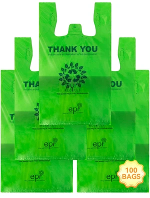 | T-Shirt Carryout Bags 100 count Restaurant Quality, Durable, Reusable and Econ Friendly | Measures 11. 5" X 6. 25" X 21"( large size 1/6) , 16 Mic (0. 63 Mil) | T-Shirt Carryout Bags 100 count Restaurant Quality, Durable, Reusable and Econ Friendly | Measures 11. 5" X 6. 25" X 21"( large size 1/6) , 16 Mic (0. 63 Mil)