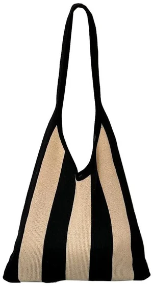 The tote bags for women aesthetic Shoulder HandbagsShoulder Shopping Bag crocheted Bags large large tote Bag cute (Black khaki stripes) The tote bags for women aesthetic Shoulder HandbagsShoulder Shopping Bag crocheted Bags large large tote Bag cute (Black khaki stripes)