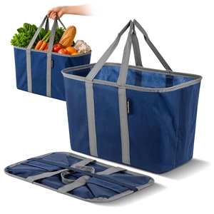 Pack of 1, Blue/Grey | Load Groceries Without the Bag Collapsing | The Structured Frame Stays Open, Then Folds to 1 Inch for Compact Trunk Storage Pack of 1, Blue/Grey | Load Groceries Without the Bag Collapsing | The Structured Frame Stays Open, Then Folds to 1 Inch for Compact Trunk Storage