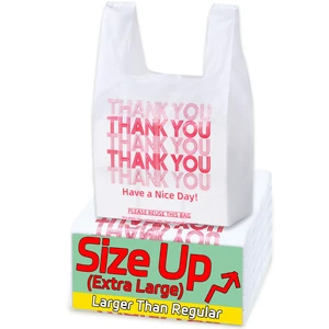 Extra Large (13" x 8" x 23") X-Large Size up, 100 Count Plastic Bags with Handles, T-Shirt Bags, Thank You bags, Shopping Bag, Grocery bag, White, 1/5 Barrel, Plastic Bag, for Small Business Extra Large (13" x 8" x 23") X-Large Size up, 100 Count Plastic Bags with Handles, T-Shirt Bags, Thank You bags, Shopping Bag, Grocery bag, White, 1/5 Barrel, Plastic Bag, for Small Business