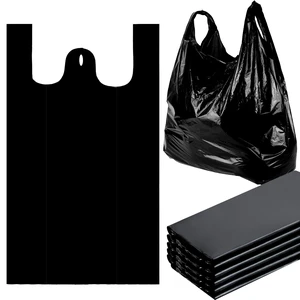 Large Heavy Duty Plastic Bags with Handles for Grocery Shopping | 25.5" X 15.7" Large Capacity 35 Mic Thick Black Tshirt Bags Bulk for Home, Supermarkets, Retail Stores, Small Business Large Heavy Duty Plastic Bags with Handles for Grocery Shopping | 25.5" X 15.7" Large Capacity 35 Mic Thick Black Tshirt Bags Bulk for Home, Supermarkets, Retail Stores, Small Business
