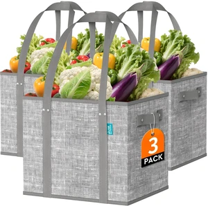 Reusable Grocery BagsFoldable Shopping Tote Bags | Large Shopping Tote Bags with Reinforced Handles & Hard Bottom,3 Pack,Grey Reusable Grocery BagsFoldable Shopping Tote Bags | Large Shopping Tote Bags with Reinforced Handles & Hard Bottom,3 Pack,Grey
