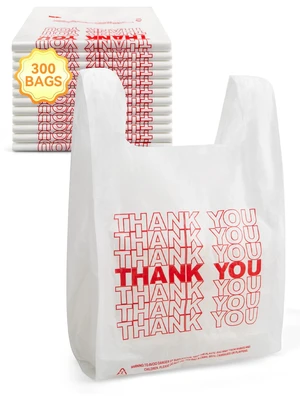300 Count Thank You Bags, 12 x 6 x 22 in, White Grocery Bags | Reliable Carryout and Shopping Bags with Reinforced Handles for Retail, Grocery, Restaurant and Takeout Use 300 Count Thank You Bags, 12 x 6 x 22 in, White Grocery Bags | Reliable Carryout and Shopping Bags with Reinforced Handles for Retail, Grocery, Restaurant and Takeout Use