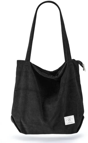 Tote Bag Large Shoulder Bag with Zipper Pockets Big Capacity Casual Handbags Shopping Bag for Girls, Black Tote Bag Large Shoulder Bag with Zipper Pockets Big Capacity Casual Handbags Shopping Bag for Girls, Black