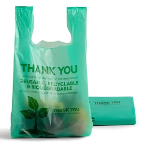 Eco Biodegradable Plastic Grocery Bags - 100 Count with Handles, Thank You T-Shirt Shopping Bags Bulk for Small Business, Restaurant, Groceries, Supermarket Eco Biodegradable Plastic Grocery Bags - 100 Count with Handles, Thank You T-Shirt Shopping Bags Bulk for Small Business, Restaurant, Groceries, Supermarket