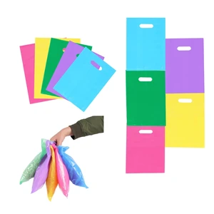 Colorful Plastic Party Favor Bags with Handles, Small Goodie Bag for Gifts | 100 Pack 7.8"x11.8" Merchandise Bags for Small Business, Retail Stores, Party Favors, Gift Packaging Colorful Plastic Party Favor Bags with Handles, Small Goodie Bag for Gifts | 100 Pack 7.8"x11.8" Merchandise Bags for Small Business, Retail Stores, Party Favors, Gift Packaging