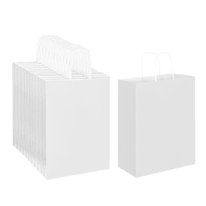 100 Pack 10x5x13 White Kraft Paper Bags with Handles Bulk for Birthday Party Favors Grocery Retail Shopping Business Goody Recycled Craft Gift Bags (Large Size, 100 Count) 100 Pack 10x5x13 White Kraft Paper Bags with Handles Bulk for Birthday Party Favors Grocery Retail Shopping Business Goody Recycled Craft Gift Bags (Large Size, 100 Count)