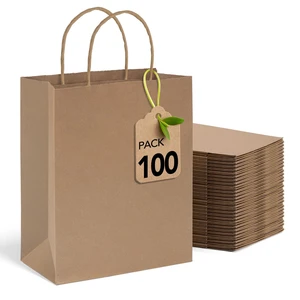 Brown Kraft Paper Bags 10x5x13 Inch 100Pcs Gift Bags with Handles | Large Kraft Bulk Recycled Shopping Bags for Business Merchandise Retail, Birthday Party Favors, Grocery Packaging Brown Kraft Paper Bags 10x5x13 Inch 100Pcs Gift Bags with Handles | Large Kraft Bulk Recycled Shopping Bags for Business Merchandise Retail, Birthday Party Favors, Grocery Packaging