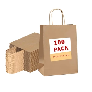 Brown Gift Paper Bags with Handles, 100Pack 8x4.25x10.5 In,Medium Size | Gifts Bag Bulk for Wedding, Party Favor, Grocery, Shopping, Retail,Merchandise Brown Gift Paper Bags with Handles, 100Pack 8x4.25x10.5 In,Medium Size | Gifts Bag Bulk for Wedding, Party Favor, Grocery, Shopping, Retail,Merchandise