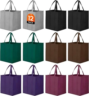 Grocery Shopping Bags Large Foldable Tote Bags Bulk | Eco Produce Bags with Long Handle for Shopping Groceries Clothes (6 Assorted Colors) Grocery Shopping Bags Large Foldable Tote Bags Bulk | Eco Produce Bags with Long Handle for Shopping Groceries Clothes (6 Assorted Colors)