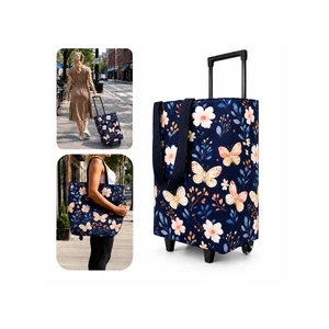 Rolling Shopping Tote Bag with Wheels, Foldable Grocery Cart Bag, Collapsible Utility Tote for Market, Shopping, Laundry & Travel, Stylish Patterned Gift for Women, Mom & Seniors, Butterfly, L Rolling Shopping Tote Bag with Wheels, Foldable Grocery Cart Bag, Collapsible Utility Tote for Market, Shopping, Laundry & Travel, Stylish Patterned Gift for Women, Mom & Seniors, Butterfly, L