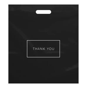 Black Plastic Shopping Bags with Handles, Thank You Boutique Retail Bags, Large 16" x 18", 100 Pack for Merchandise, Gifts, Small Business & Trade Shows Black Plastic Shopping Bags with Handles, Thank You Boutique Retail Bags, Large 16" x 18", 100 Pack for Merchandise, Gifts, Small Business & Trade Shows