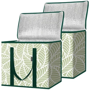 Insulated Reusable Grocery Bags with Zippered Top, Large Cooler Bag | Foldable, Wrap-Around Handles, Large Capacity, Reinforced Bottom Stitching, Water-Resistant, Easy to Clean Insulated Reusable Grocery Bags with Zippered Top, Large Cooler Bag | Foldable, Wrap-Around Handles, Large Capacity, Reinforced Bottom Stitching, Water-Resistant, Easy to Clean
