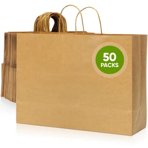 Kraft Paper Bags with Handles, 50 Pack Large Brown Heavy Duty Bags | 16x6x12 Inches, Bulk Shopping and Retail Bags for Small Business Merchandise Wedding Party Favors Kraft Paper Bags with Handles, 50 Pack Large Brown Heavy Duty Bags | 16x6x12 Inches, Bulk Shopping and Retail Bags for Small Business Merchandise Wedding Party Favors