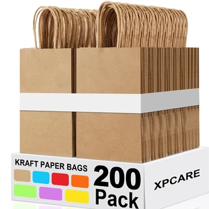 Brown Paper Bags with Handles, 200Pcs 5.25x3.25x8.25'' Kraft Bags | Small Medium Paper Bags with Handles Bulk Treat Bags Kraft Paper Gift Bag for Retail Party Shopping Party Favor Brown Paper Bags with Handles, 200Pcs 5.25x3.25x8.25'' Kraft Bags | Small Medium Paper Bags with Handles Bulk Treat Bags Kraft Paper Gift Bag for Retail Party Shopping Party Favor