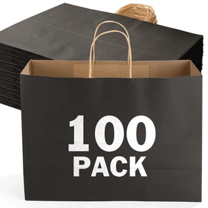 Black Large Paper Bags, 100 Pcs 16x6x12 Paper Gift Bags with Handles | Medium Paper Bags with Handles Bulk Retail Kraft Paper Bag Gift Bag for Wedding Party Shopping Black Large Paper Bags, 100 Pcs 16x6x12 Paper Gift Bags with Handles | Medium Paper Bags with Handles Bulk Retail Kraft Paper Bag Gift Bag for Wedding Party Shopping